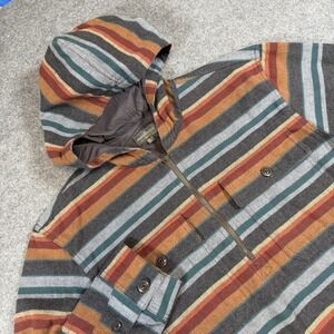 Bean Signature Jacket Mens XL Multicolor Striped Hooded 1/4 Zip Anorak 505789